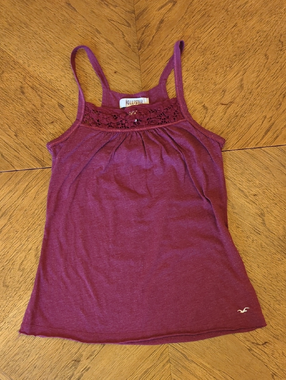 Y2K Hollister Burgundy Crochet Tank Top